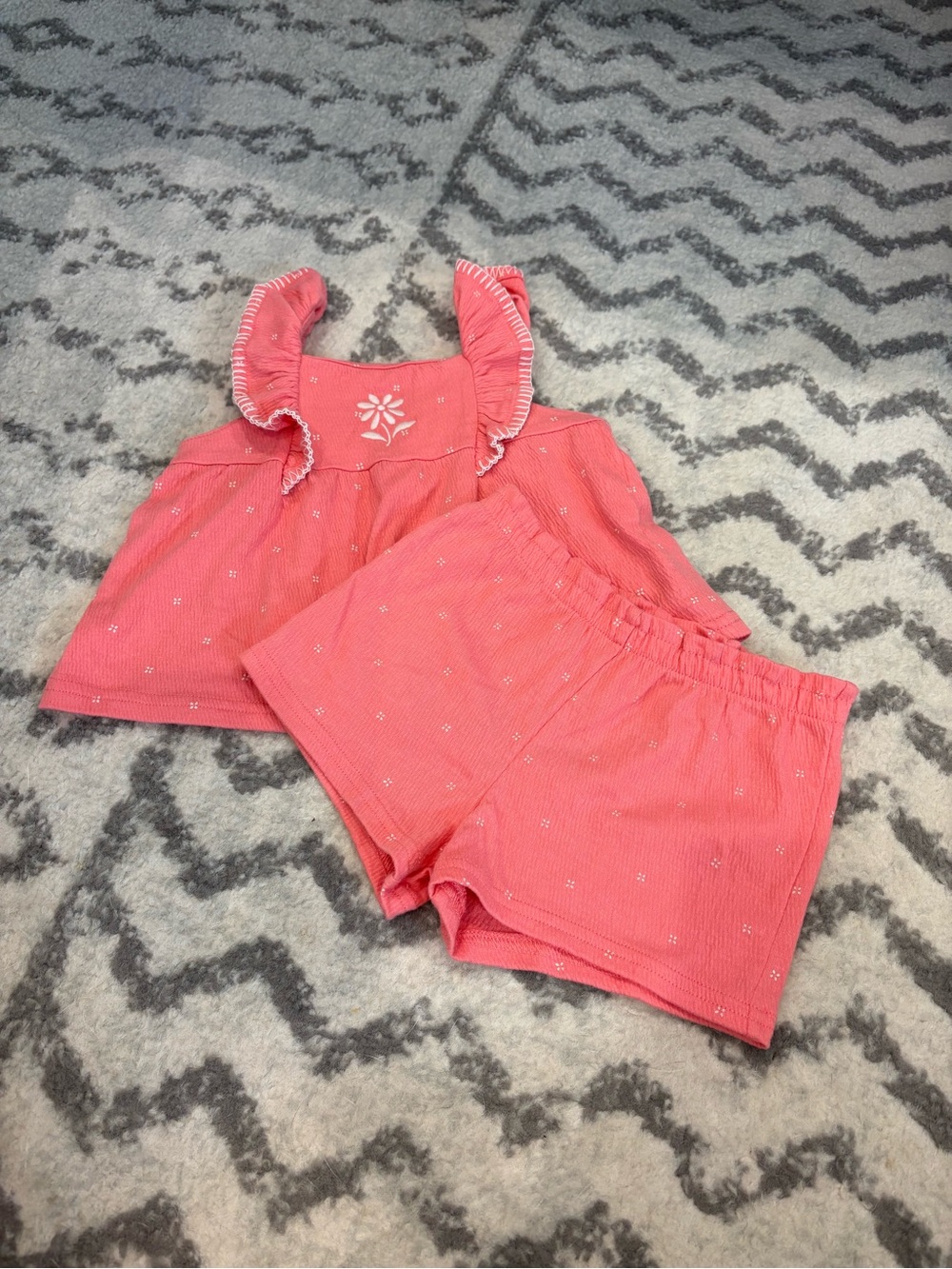 Carter's Coral Pink Ruffle Tank & Elastic Waist Shorts Set